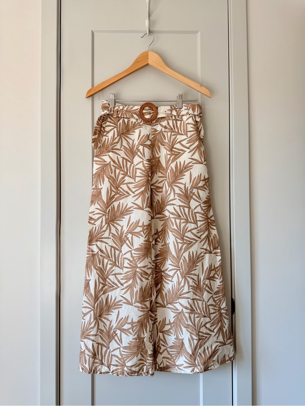 Nicole Miller New York 100% Linen Tropical Print Wide Leg Culottes